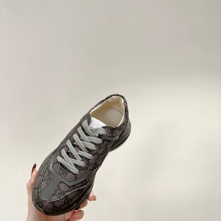 GG RHYTON TRAINER GRAY CALFSKIN
