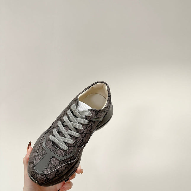 GG RHYTON TRAINER GRAY CALFSKIN
