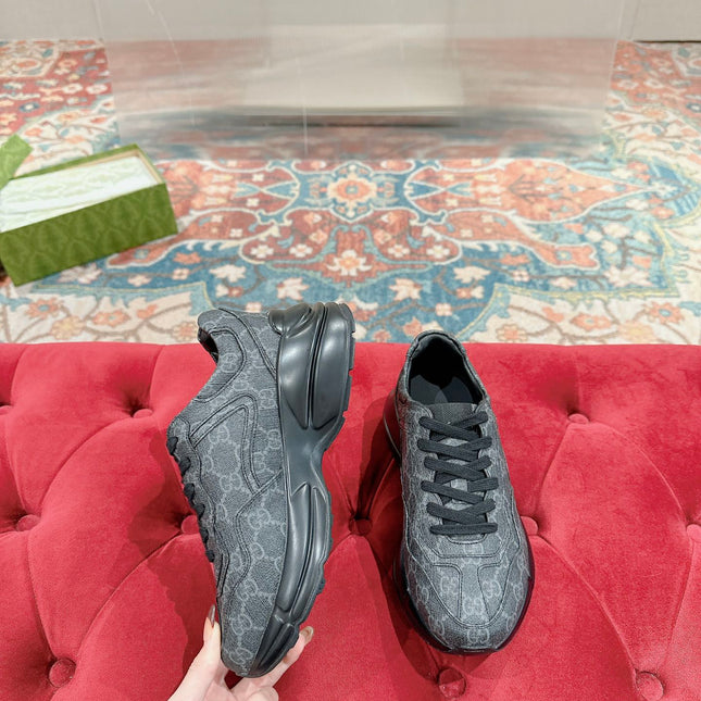 GG RHYTON TRAINER CHARCOAL CALFSKIN