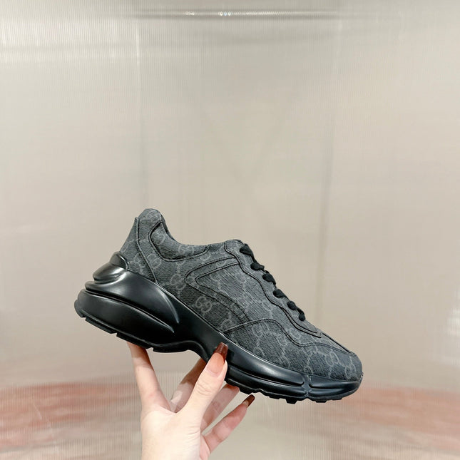 GG RHYTON TRAINER CHARCOAL CALFSKIN