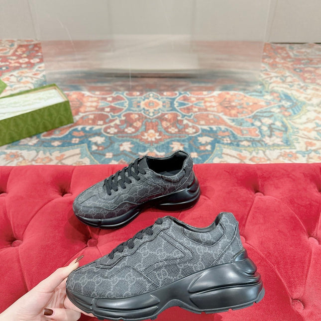 GG RHYTON TRAINER CHARCOAL CALFSKIN