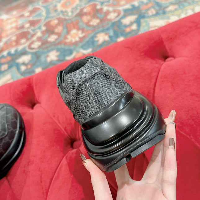 GG RHYTON TRAINER CHARCOAL CALFSKIN