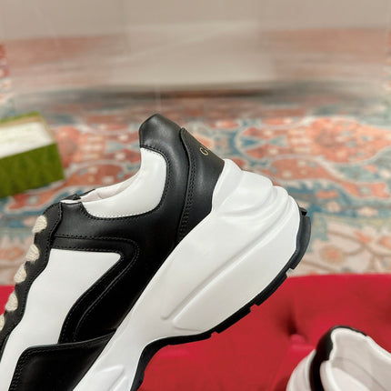 GG RHYTON TRAINER BLACK AND WHITE CALFSKIN
