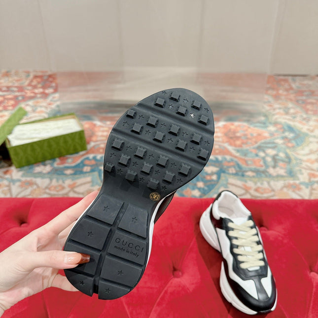 GG RHYTON TRAINER BLACK AND WHITE CALFSKIN