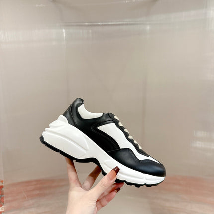 GG RHYTON TRAINER BLACK AND WHITE CALFSKIN