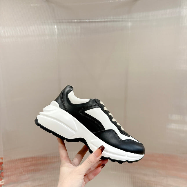 GG RHYTON TRAINER BLACK AND WHITE CALFSKIN