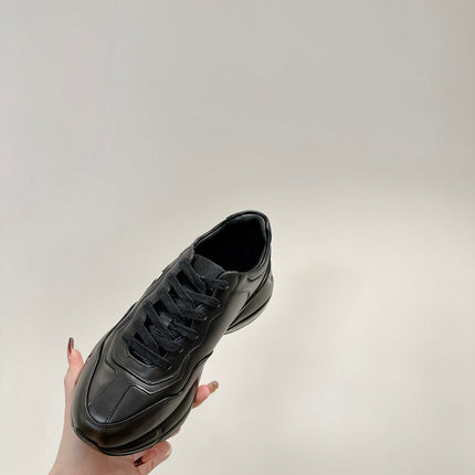 GG RHYTON TRAINER BLACK CALFSKIN WITH WHITE LOGO