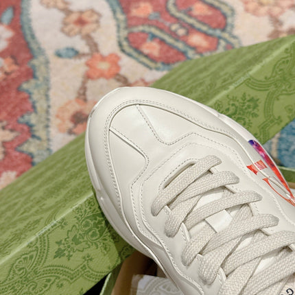 GG RHYTON TRAINER WHITE CALFSKIN WITH MULTI PATTERNS