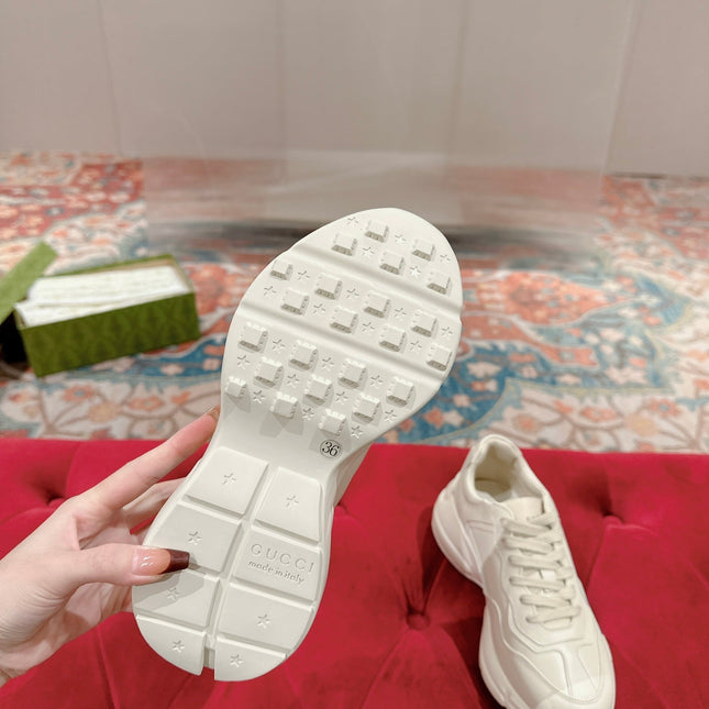 GG RHYTON TRAINER WHITE CALFSKIN WITH MULTI PATTERNS