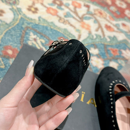 ALAIA MARY JANE IN BLACK SUEDE WITH SILVER HARDWARE