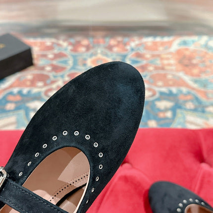 ALAIA MARY JANE IN BLACK SUEDE WITH SILVER HARDWARE