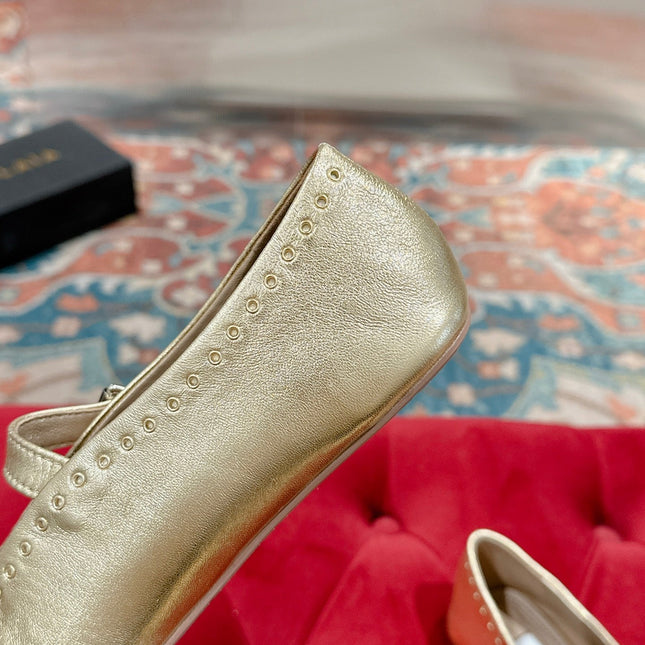 ALAIA MARY JANE IN GOLD LAMBSKIN WITH GOLD HARDWARE
