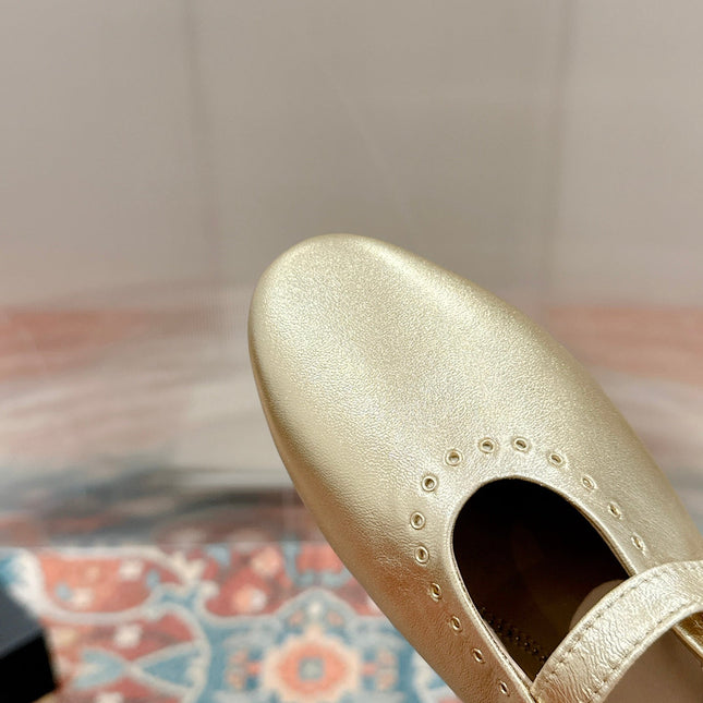 ALAIA MARY JANE IN GOLD LAMBSKIN WITH GOLD HARDWARE