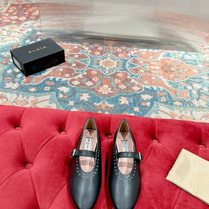 ALAIA MARY JANE IN BLACK LAMBSKIN WITH SILVER HARDWARE