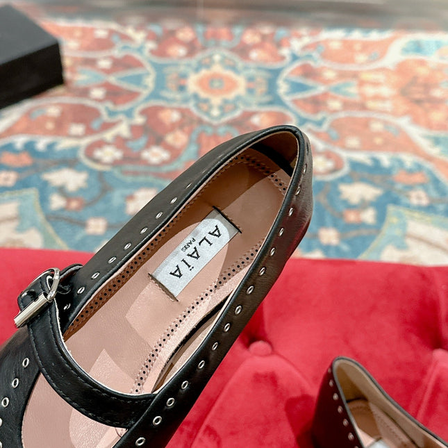 ALAIA MARY JANE IN BLACK LAMBSKIN WITH SILVER HARDWARE