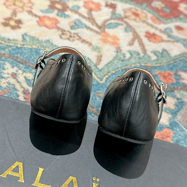 ALAIA MARY JANE IN BLACK LAMBSKIN WITH SILVER HARDWARE