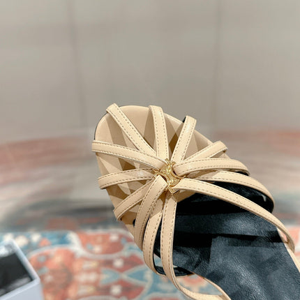 TRIOMPHE SANDAL 85 MM IN PEANUT BROWN LAMBSKIN