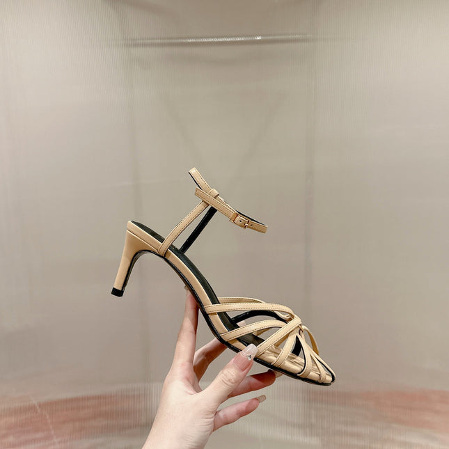 TRIOMPHE SANDAL 85 MM IN PEANUT BROWN LAMBSKIN