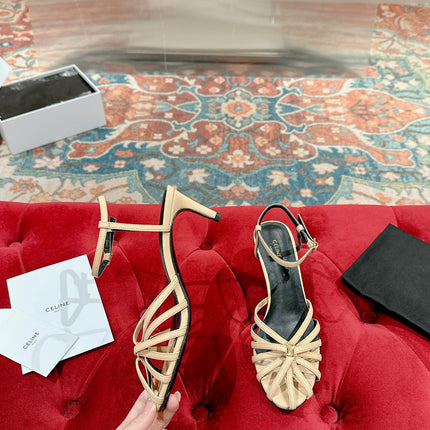 TRIOMPHE SANDAL 85 MM IN PEANUT BROWN LAMBSKIN