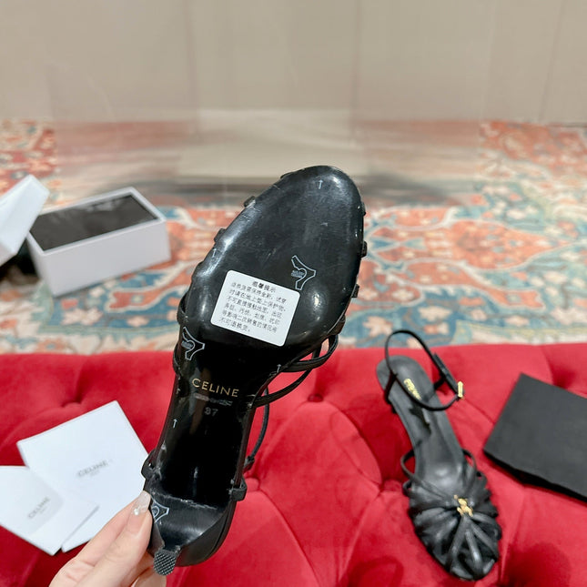 TRIOMPHE SANDAL 85 MM IN BLACK LAMBSKIN