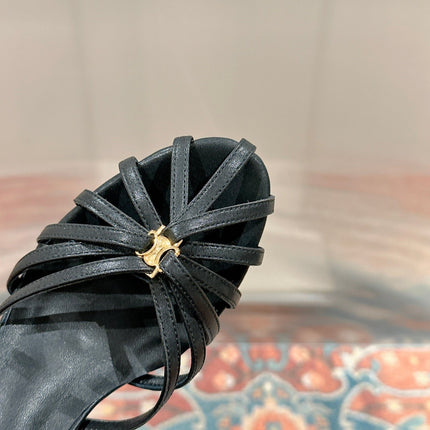 TRIOMPHE SANDAL 85 MM IN BLACK LAMBSKIN