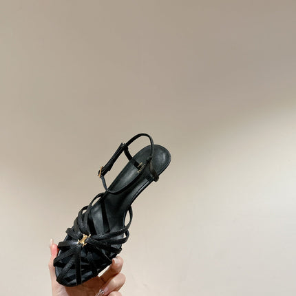 TRIOMPHE SANDAL 85 MM IN BLACK LAMBSKIN