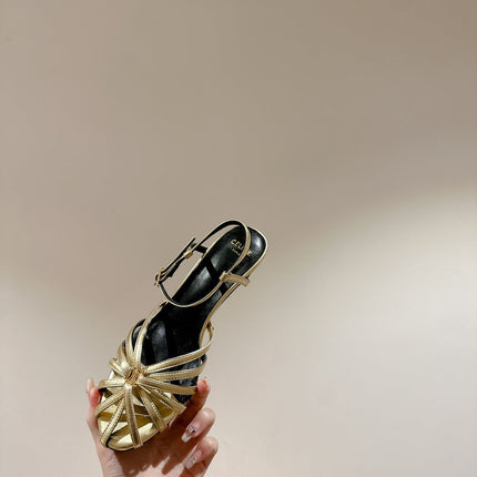 TRIOMPHE SANDAL 85 MM IN GOLD LAMBSKIN