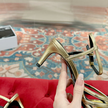TRIOMPHE SANDAL 85 MM IN GOLD LAMBSKIN