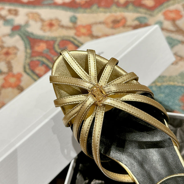 TRIOMPHE SANDAL 85 MM IN GOLD LAMBSKIN