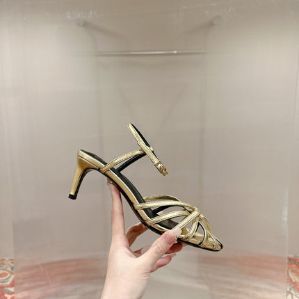TRIOMPHE SANDAL 85 MM IN GOLD LAMBSKIN
