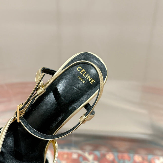 TRIOMPHE SANDAL 85 MM IN GOLD LAMBSKIN