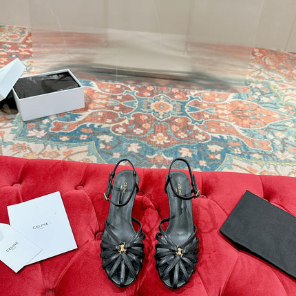 TRIOMPHE SANDAL 85 MM IN BLACK LAMBSKIN