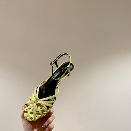 TRIOMPHE SANDAL 85 MM IN LIGHT YELLOW LAMBSKIN