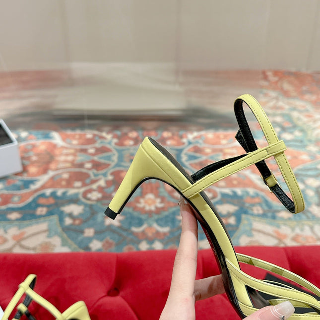 TRIOMPHE SANDAL 85 MM IN LIGHT YELLOW LAMBSKIN