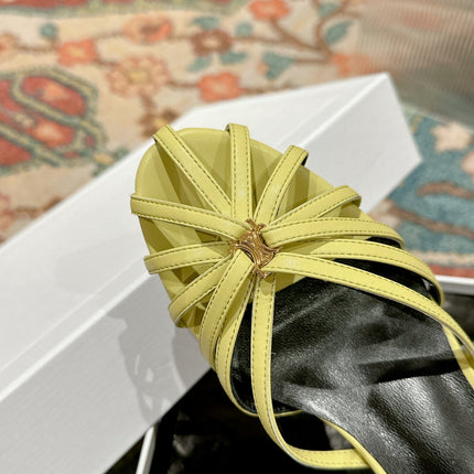 TRIOMPHE SANDAL 85 MM IN LIGHT YELLOW LAMBSKIN
