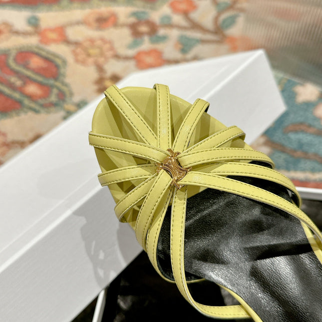 TRIOMPHE SANDAL 85 MM IN LIGHT YELLOW LAMBSKIN