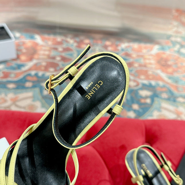 TRIOMPHE SANDAL 85 MM IN LIGHT YELLOW LAMBSKIN