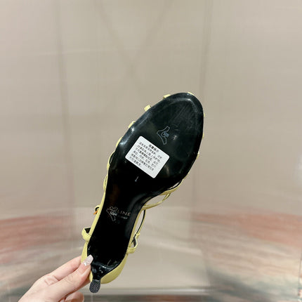 TRIOMPHE SANDAL 85 MM IN LIGHT YELLOW LAMBSKIN