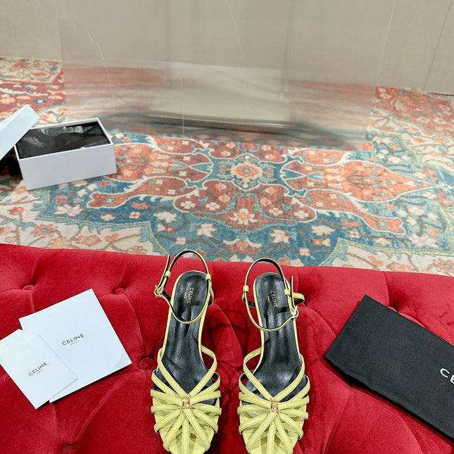 TRIOMPHE SANDAL 85 MM IN LIGHT YELLOW LAMBSKIN