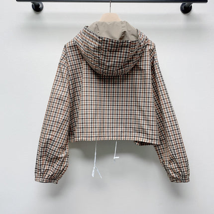 MIUMIU PLAID HOODED JACKET 228063