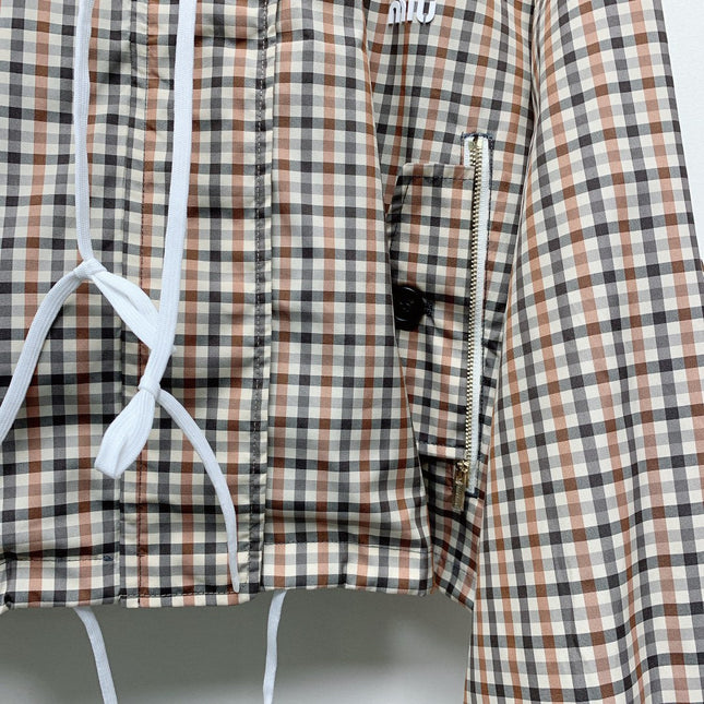 MIUMIU PLAID HOODED JACKET 228063