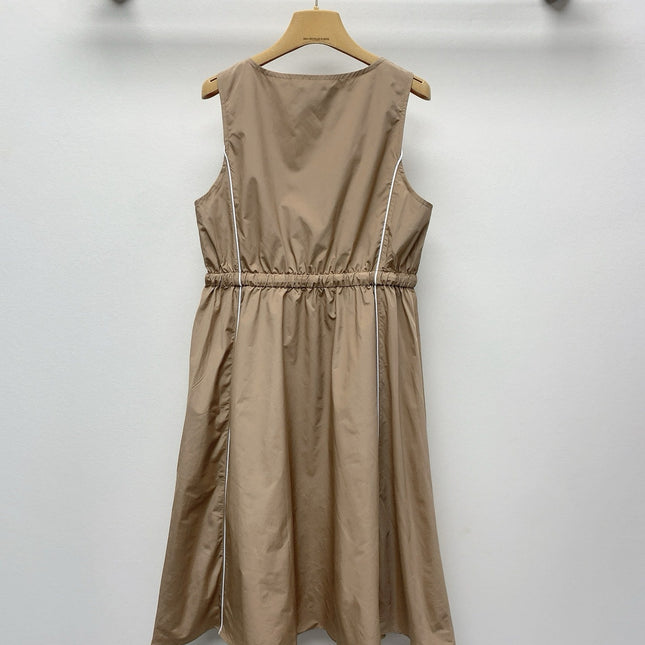 MIUMIU DRAWSTRING WAIST BLAZER DRESS WITH CREW NECK 268044