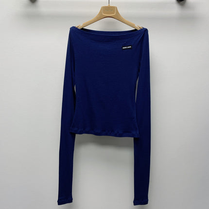 MIUMIU OFF-SHOULDER LOGO T-SHIRT 268133