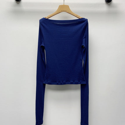 MIUMIU OFF-SHOULDER LOGO T-SHIRT 268133