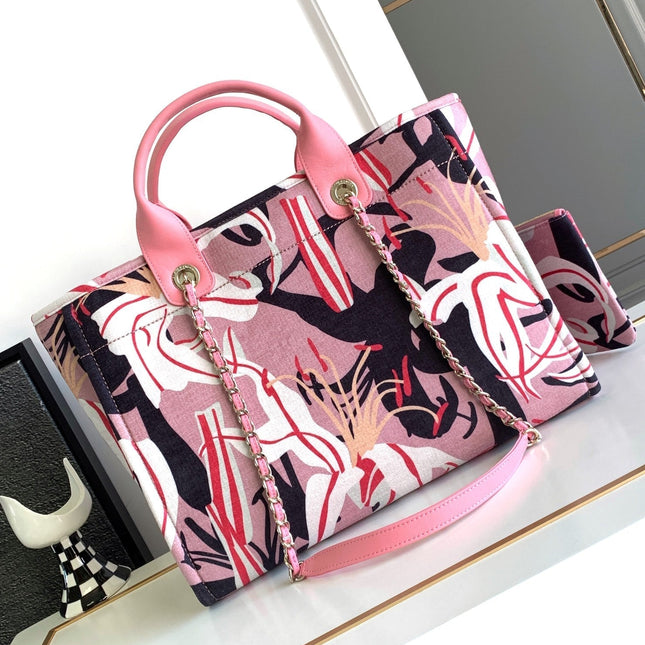CC CLASSIC LARGE 38 TOTE IN LIGHT PINK MIX COLORFUL CANVAS