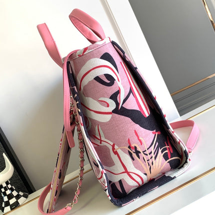 CC CLASSIC LARGE 38 TOTE IN LIGHT PINK MIX COLORFUL CANVAS