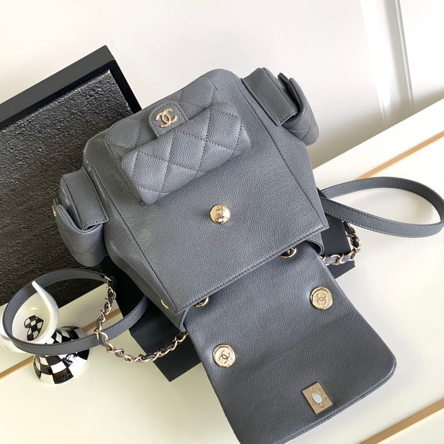 CC DUMA BACKPACK 21 IN DARK GREY CALFSKIN