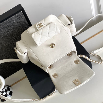 CC DUMA BACKPACK 21 IN WHITE CALFSKIN