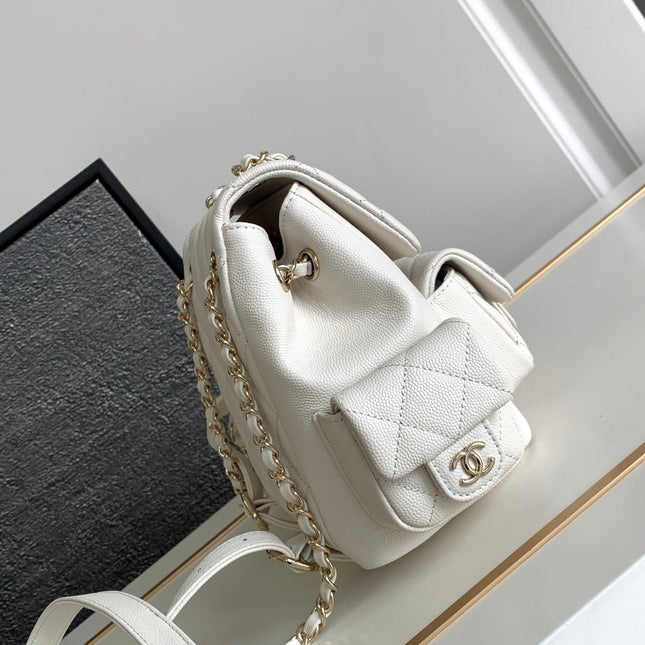 CC DUMA BACKPACK 21 IN WHITE CALFSKIN