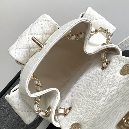 CC DUMA BACKPACK 21 IN WHITE CALFSKIN
